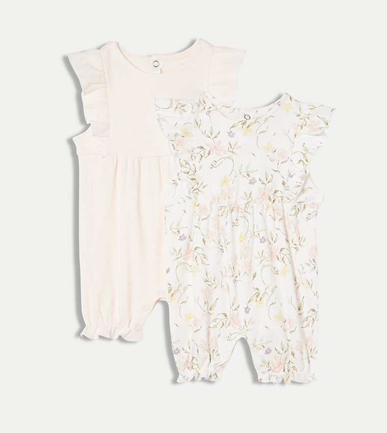 2 Flutter Sleeves Rompers