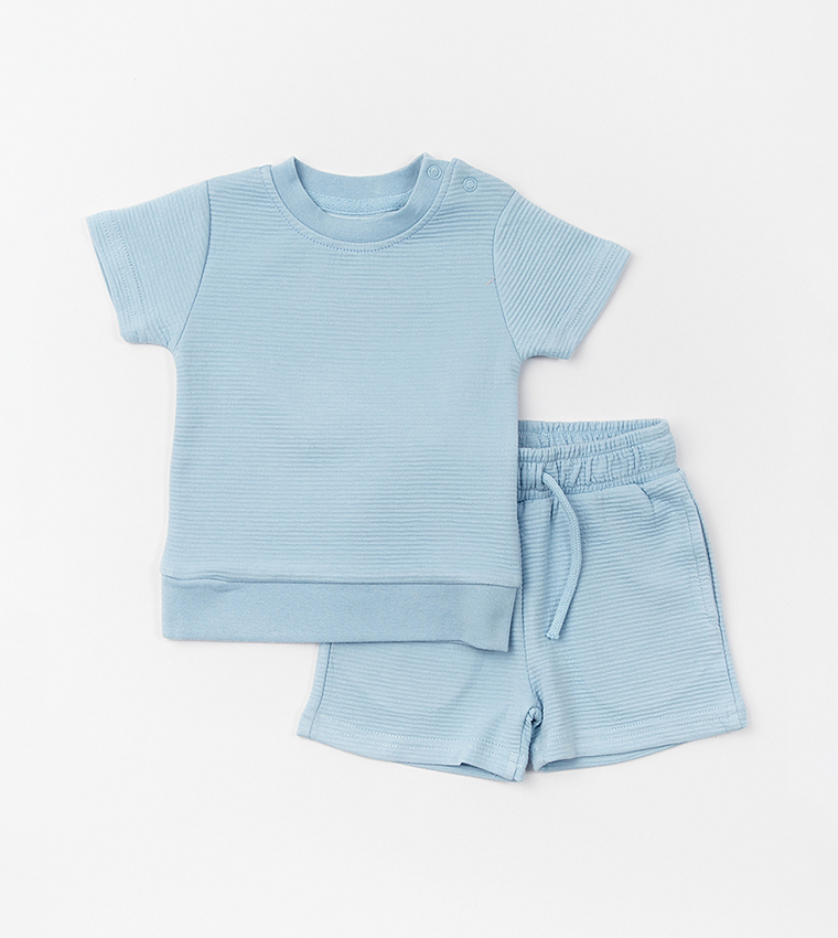 Ribbed Short Sleeves Clothing Set