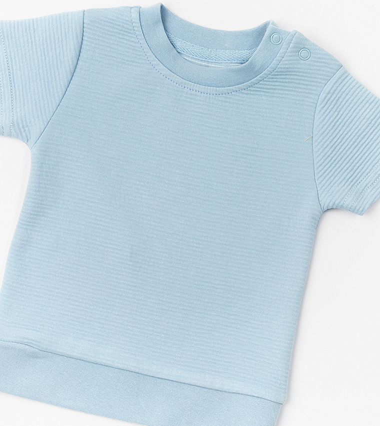 Ribbed Short Sleeves Clothing Set