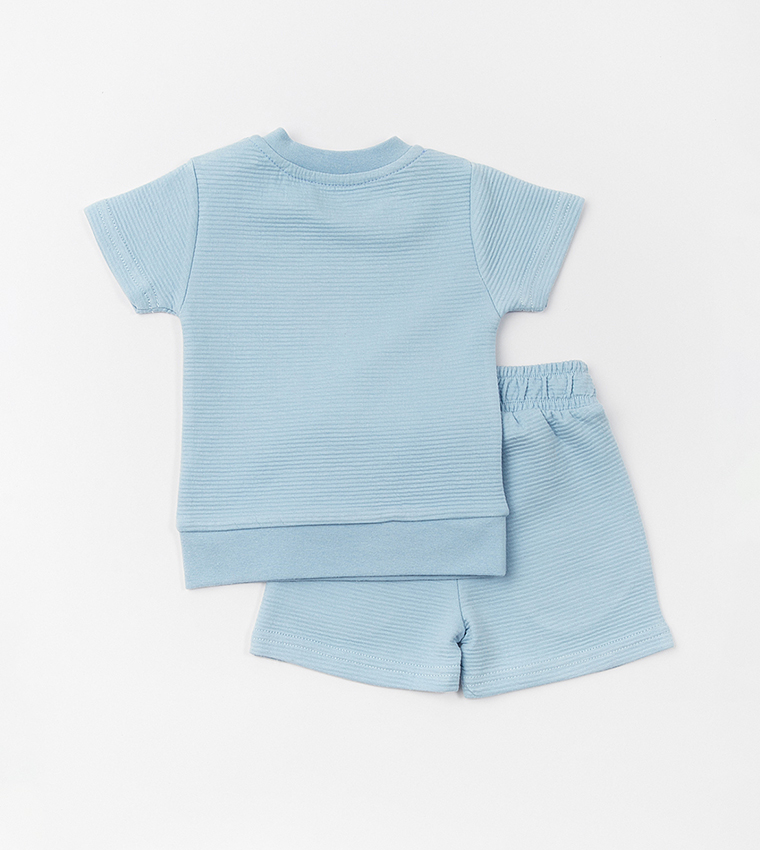 Ribbed Short Sleeves Clothing Set