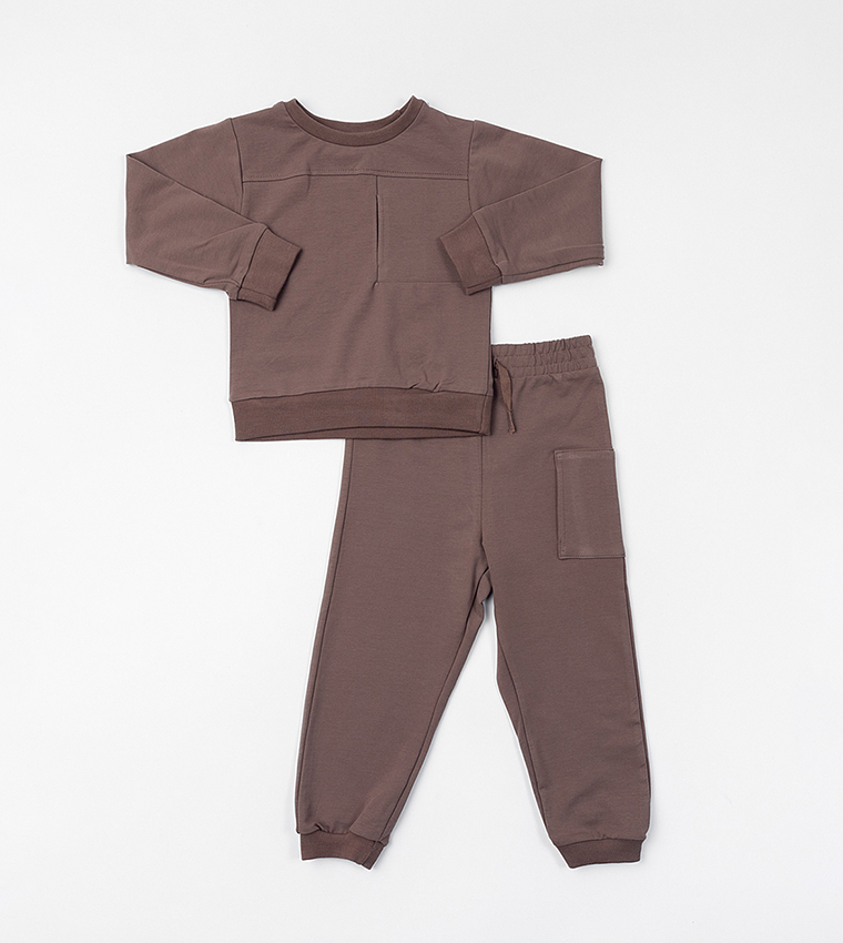 Solid Long Sleeves Sweatsuit Set
