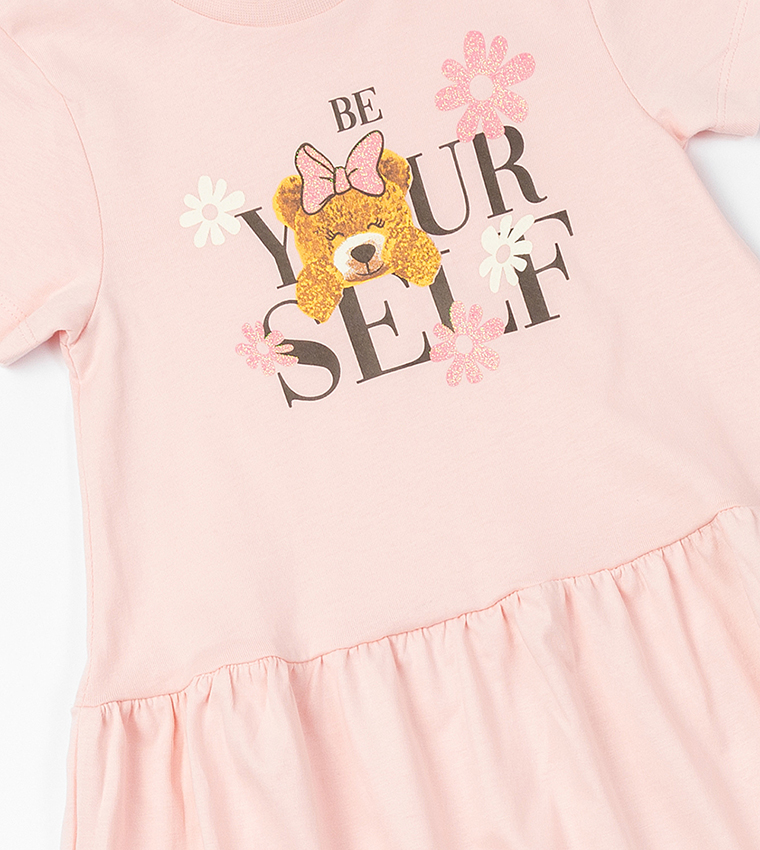 Printed Short Sleeves Flared Dress