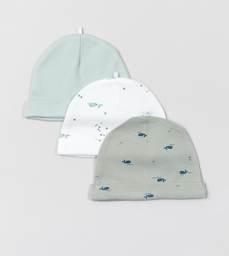 3-Pack Printed Beanie Caps