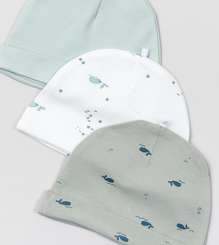 3-Pack Printed Beanie Caps
