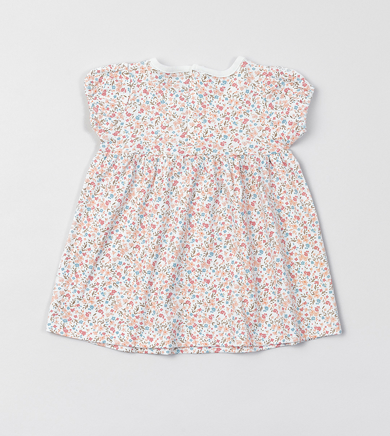 Pack of 3 Printed Puff Sleeves Flared Dress