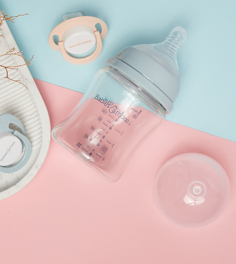 Wide Neck Glass Grip Shape Feeding Bottle, 120ml/5oz