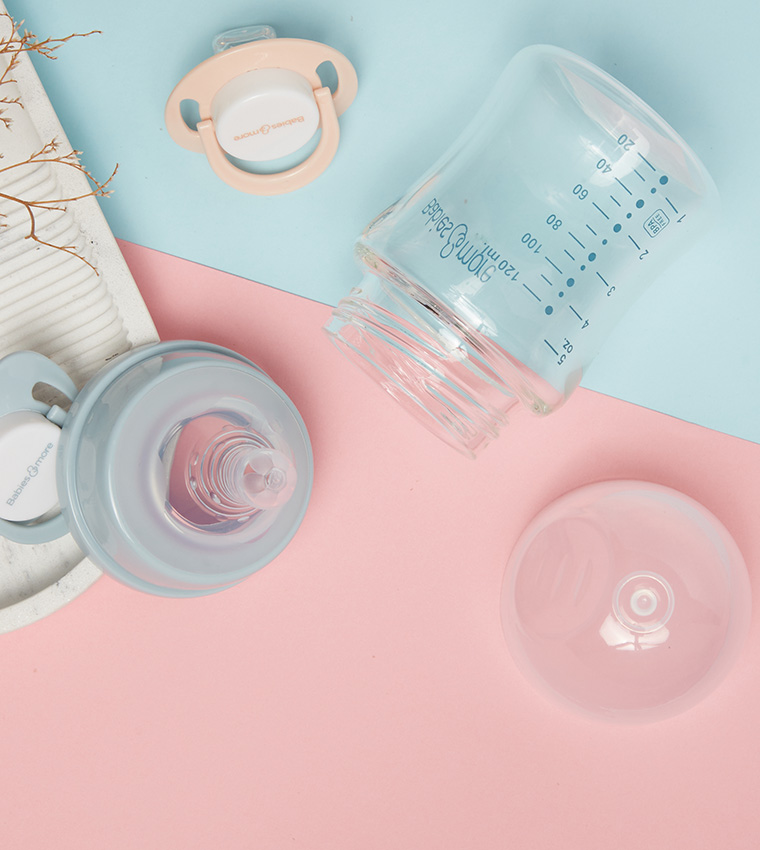 Wide Neck Glass Grip Shape Feeding Bottle, 120ml/5oz