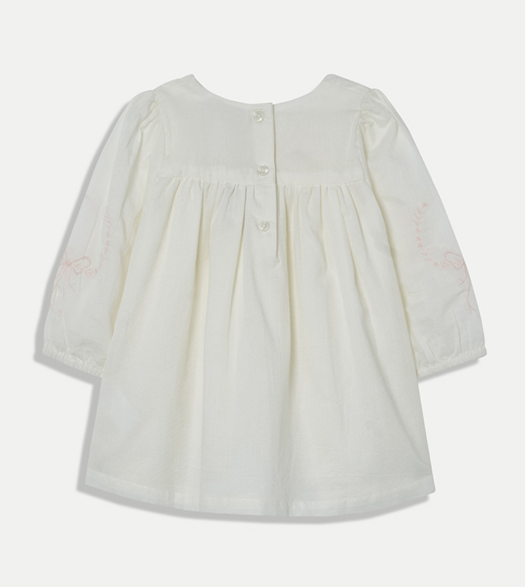 Solid Long Sleeves Dress with Bloomer