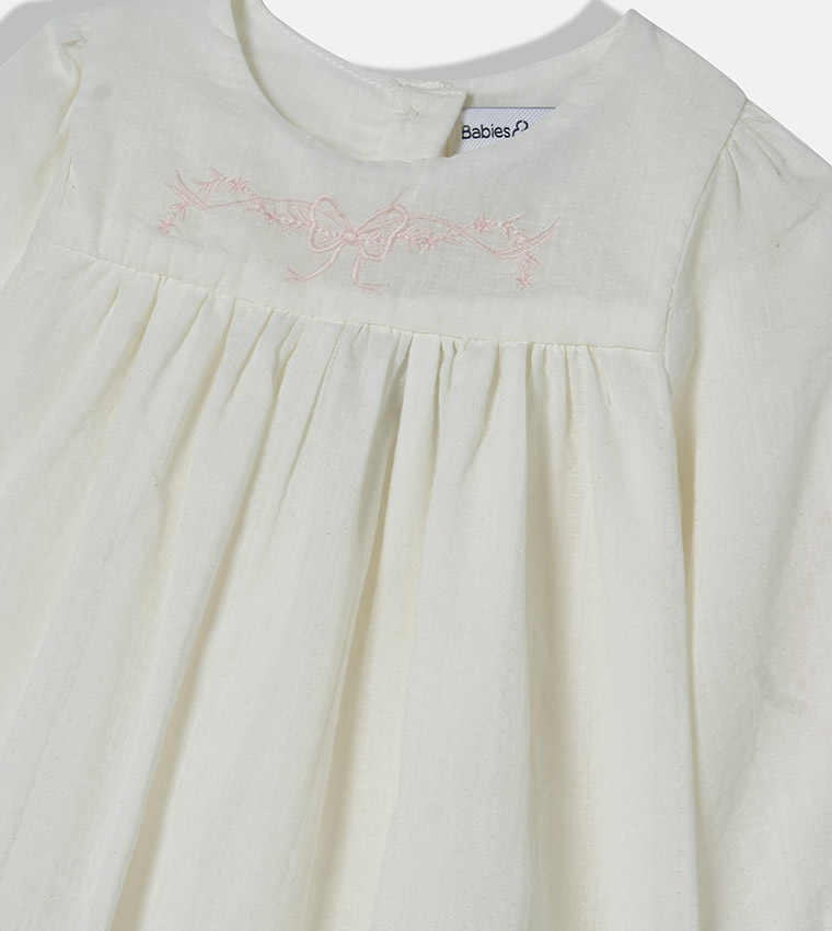 Solid Long Sleeves Dress with Bloomer