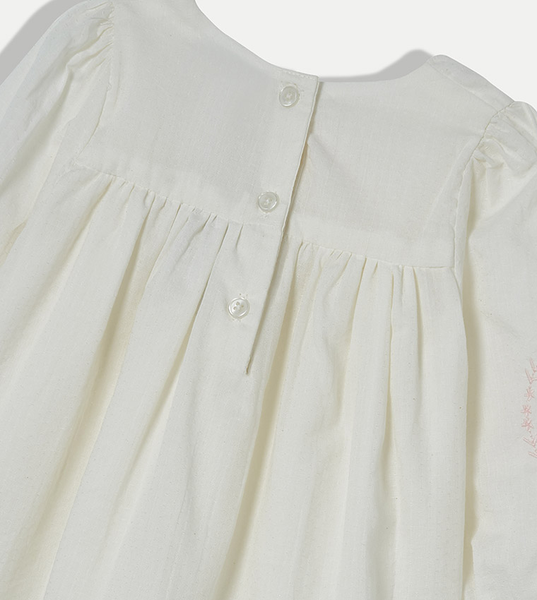 Solid Long Sleeves Dress with Bloomer