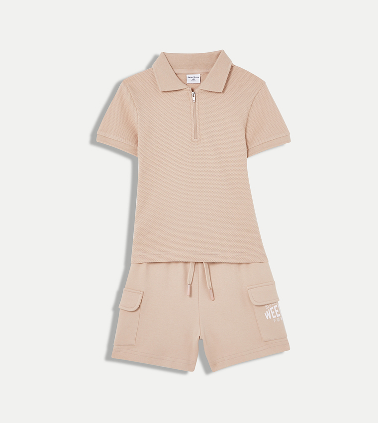Textured Collared Co-Ord Set