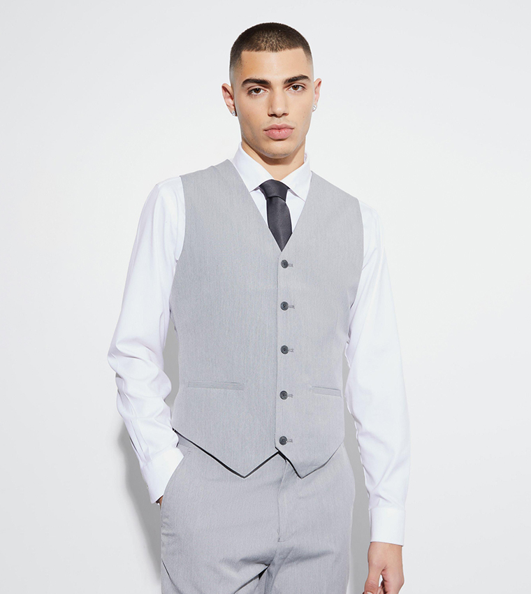 Solid Slim Fit Waistcoat