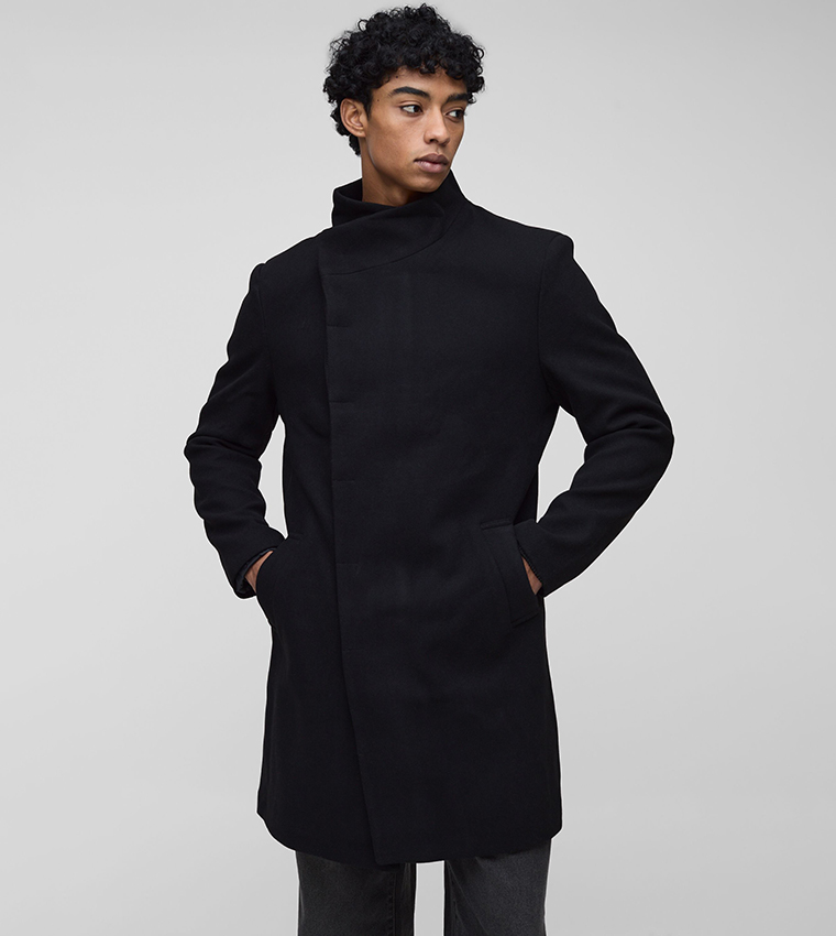 High Neck Wool Look Overcoat