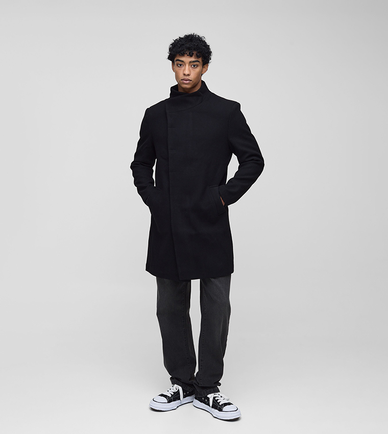High Neck Wool Look Overcoat