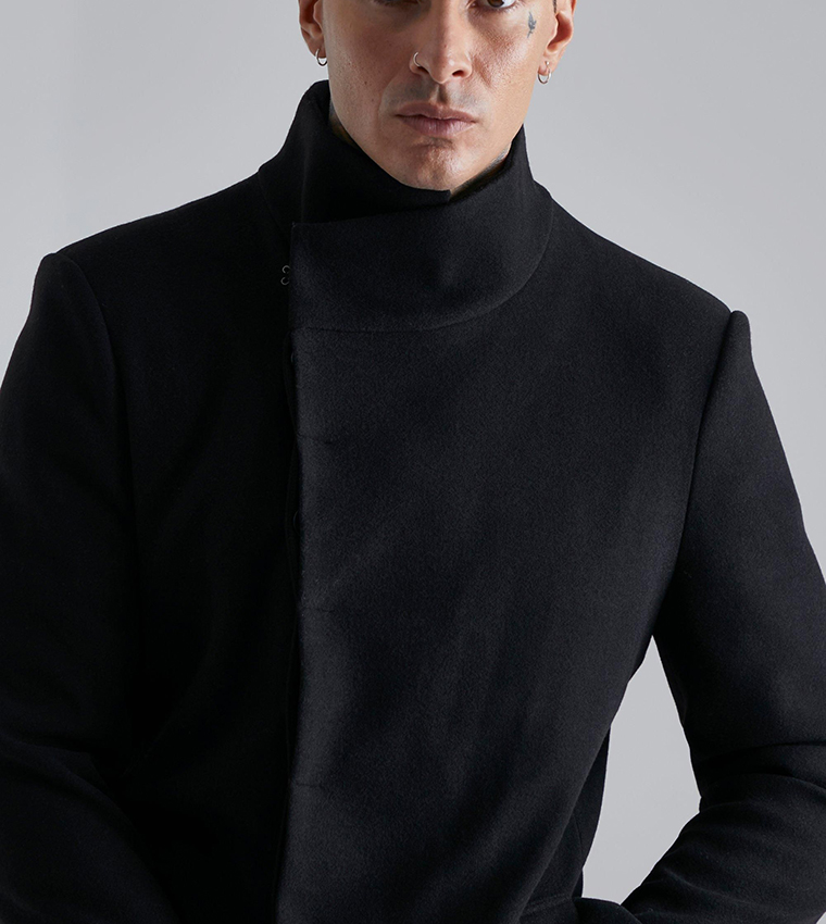High Neck Wool Look Overcoat