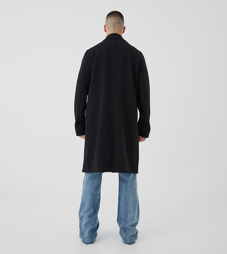 Tall Double Breasted Wool Look Overcoat