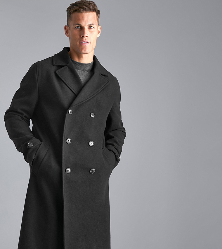 Tall Double Breasted Wool Look Overcoat