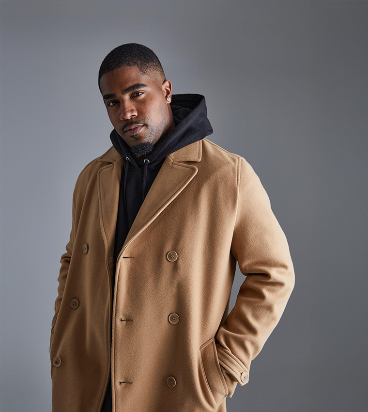 Tall Double Breasted Wool Look Overcoat
