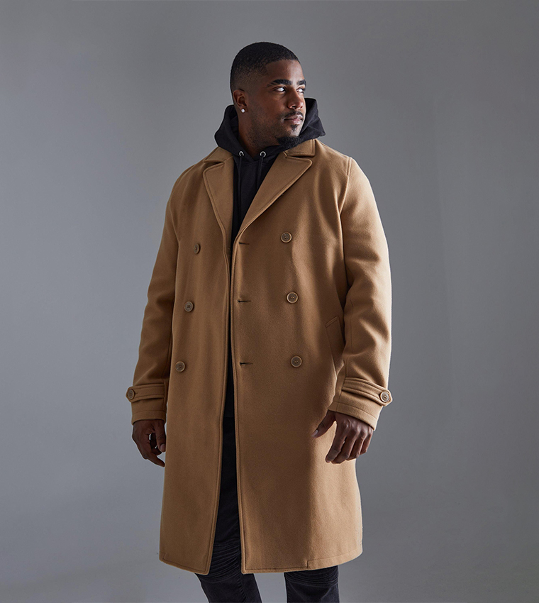Tall Double Breasted Wool Look Overcoat