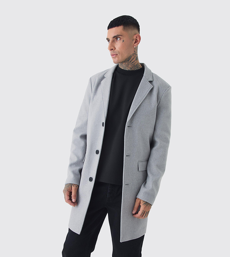 Tall Single Breasted Wool Look Overcoat