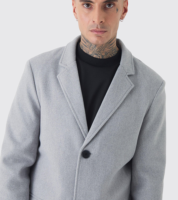 Tall Single Breasted Wool Look Overcoat