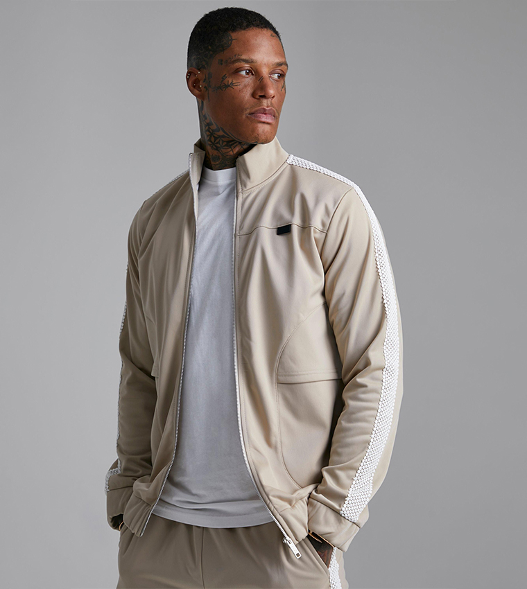 Tricot Tape Detail Long Sleeves Jacket