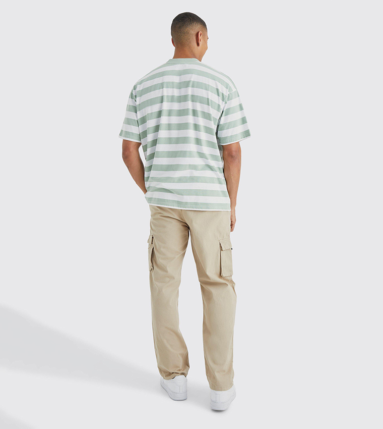 Elastic Waist Relaxed Fit Buckle Cargo Trousers