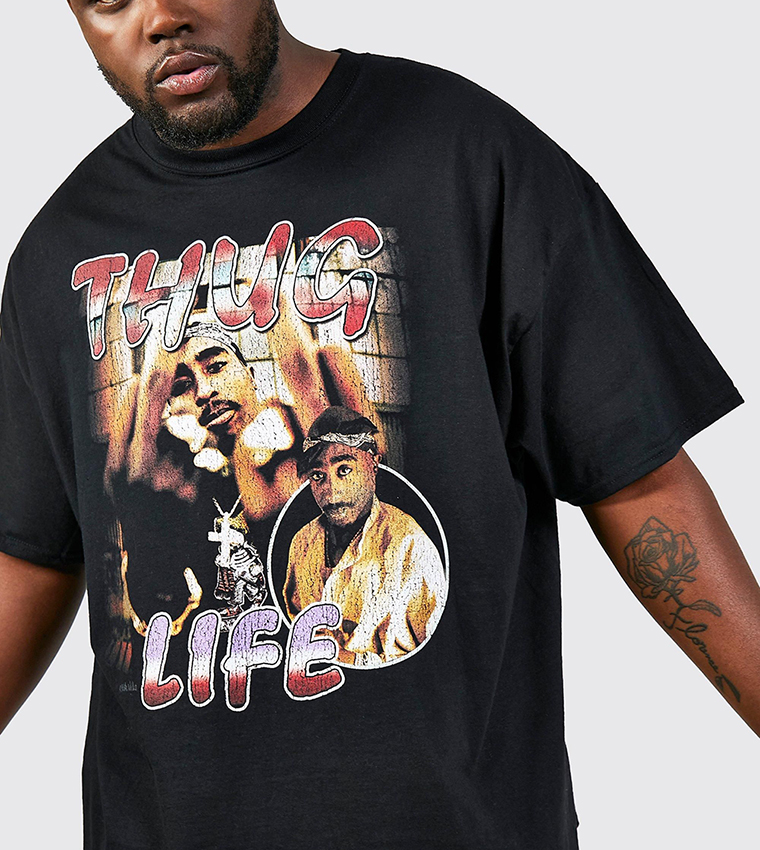 Plus & Tall Vintage Tupac Life License Printed T-Shirt