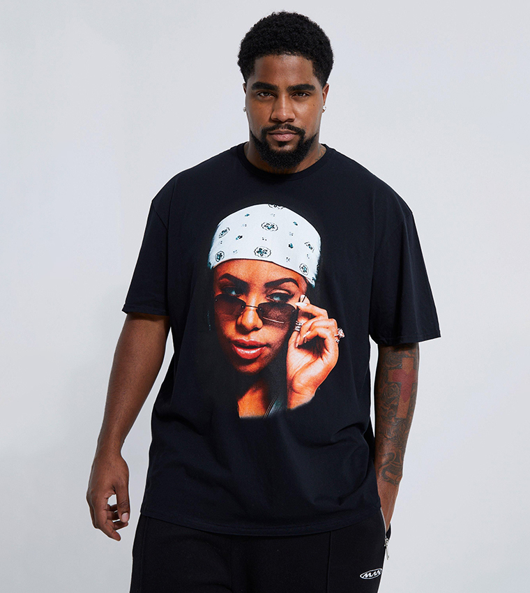 Plus & Tall Aaliyah Photo License Printed T-Shirt
