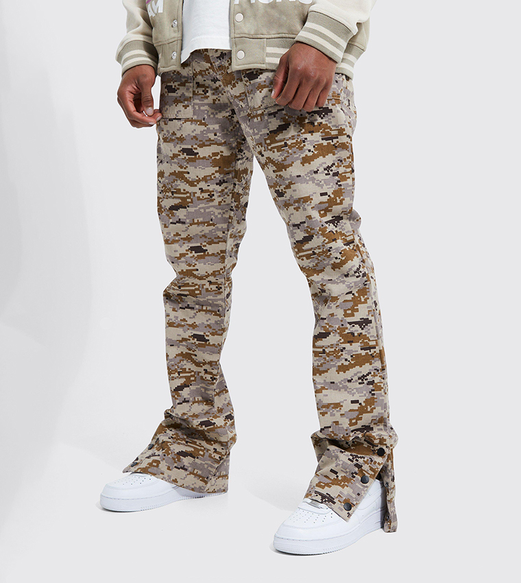 Buy Boohoo Camo Print Slim Fit Cargo Trousers In Beige 6thStreet Oman