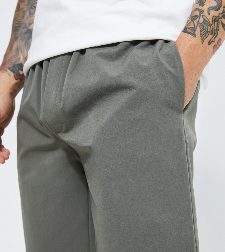 Solid Relaxed Fit Stretch Shorts