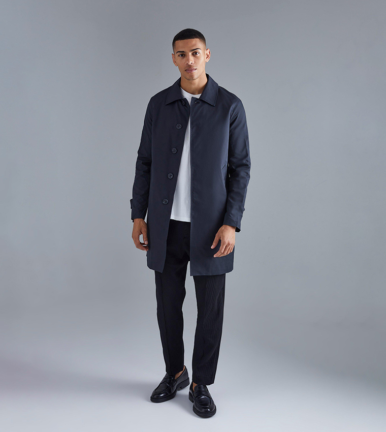 Single Breasted Poly Twill Overcoat