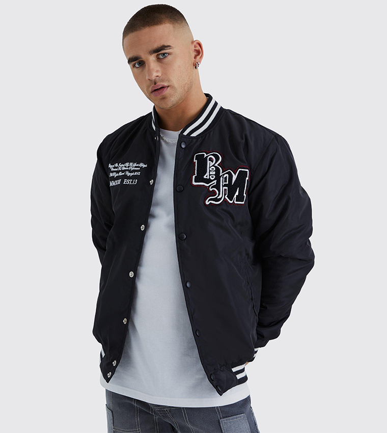 Printed Nylon Varsity Jacket