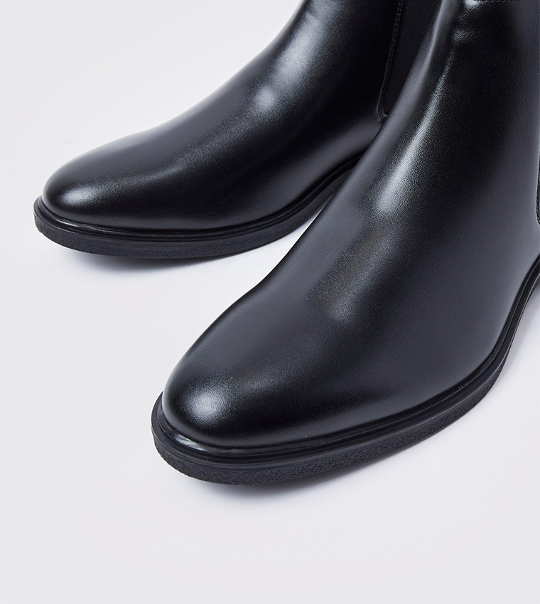 Classic Faux Leather Chelsea Boots