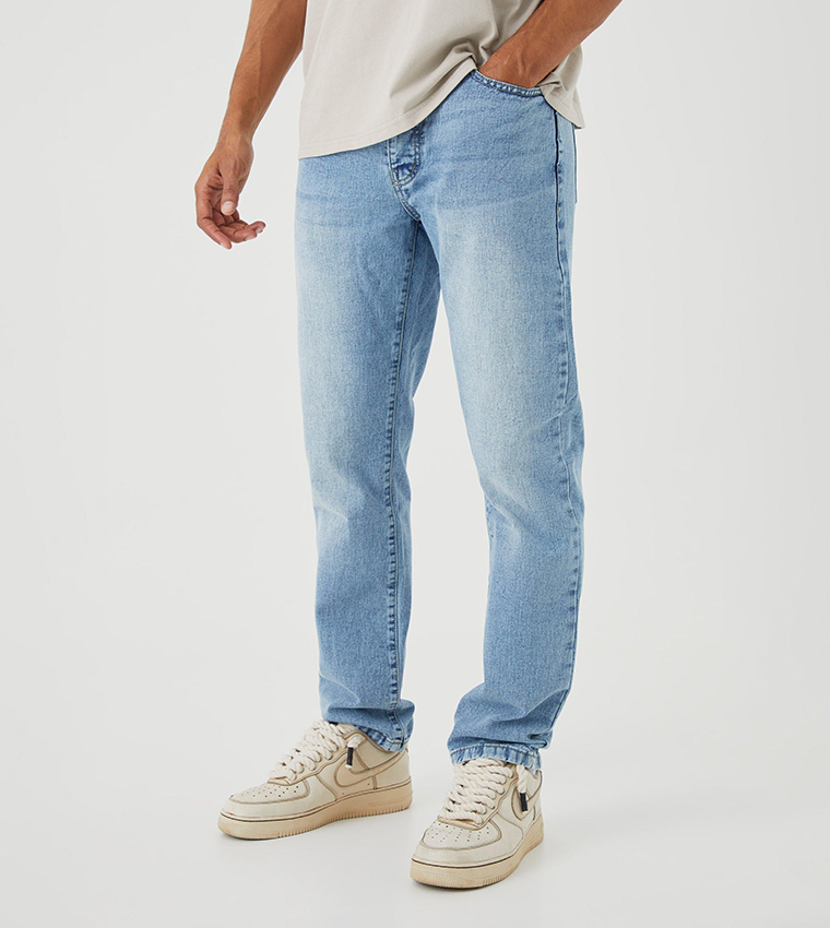 Faded Mid Rise Straight Fit Jeans