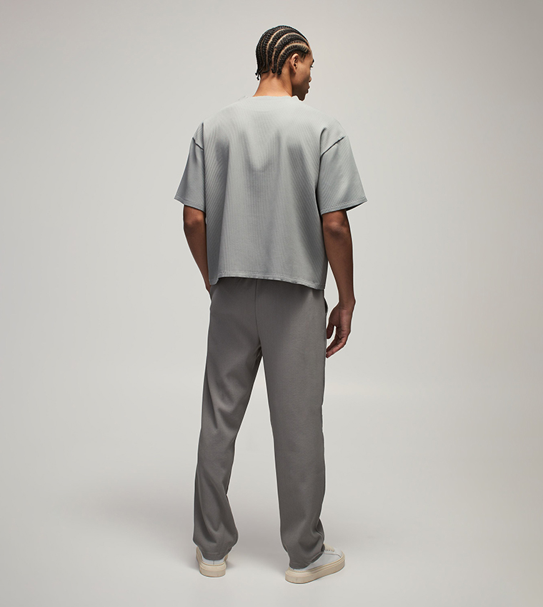 Ribbed Oversized T-Shirt & Trouser Set