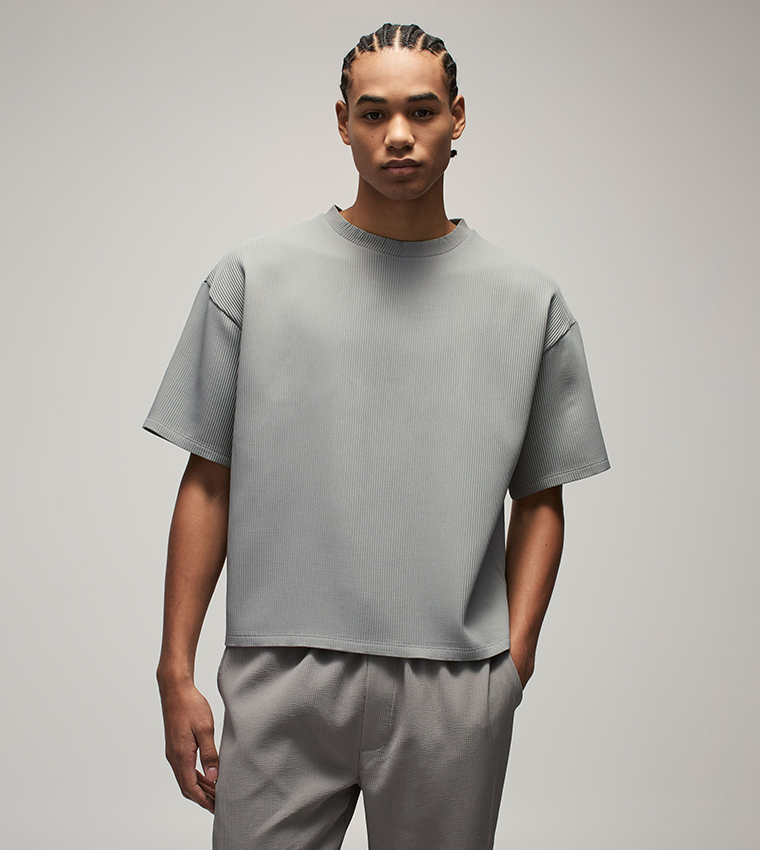 Ribbed Oversized T-Shirt & Trouser Set