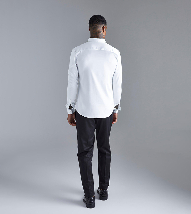 Long Sleeves Stretch Fit Satin Shirt