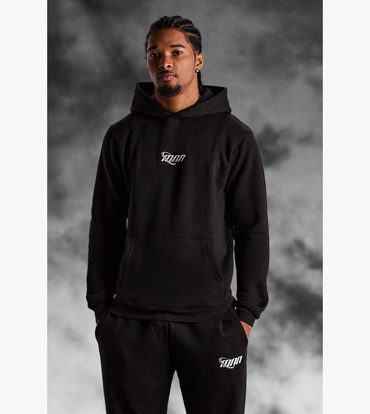 Buy Boohoo Printed Slim Fit Hooded Sweatsuit Set In Black 6thStreet UAE