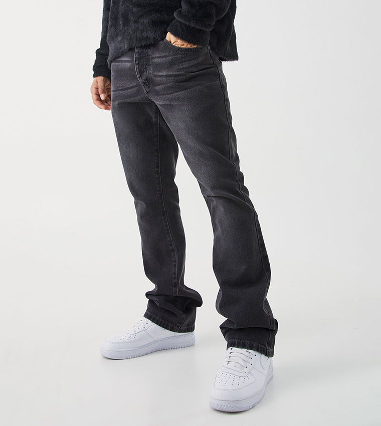 Faded Rigid Slim Flared Jeans