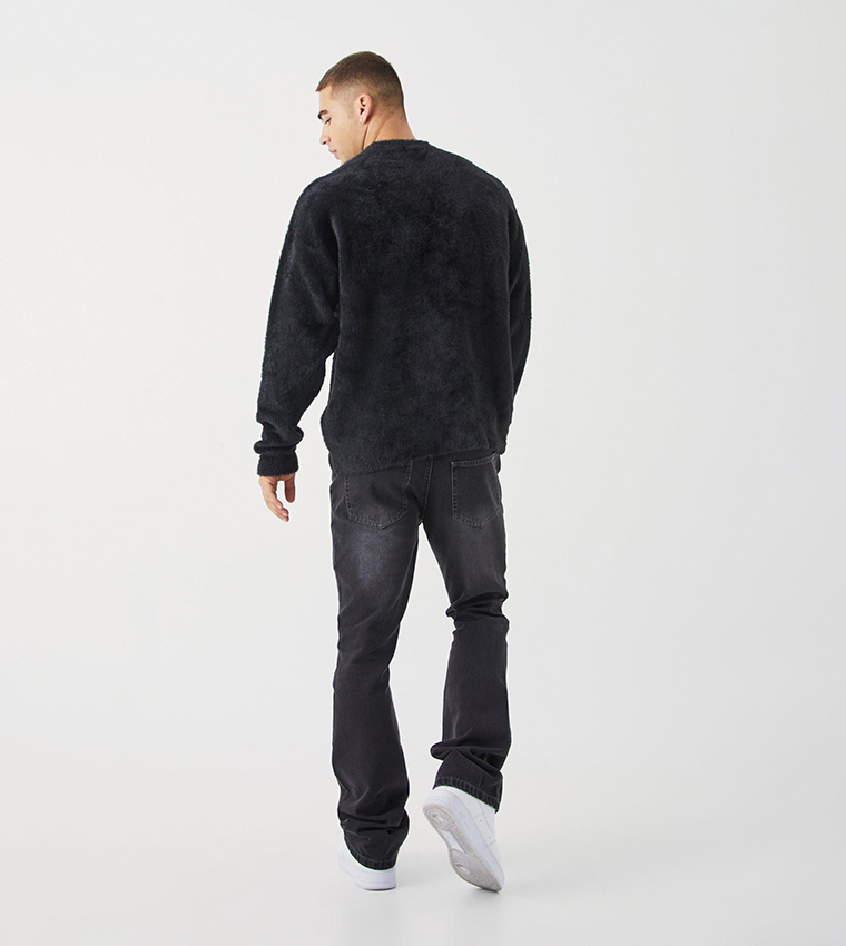 Faded Rigid Slim Flared Jeans