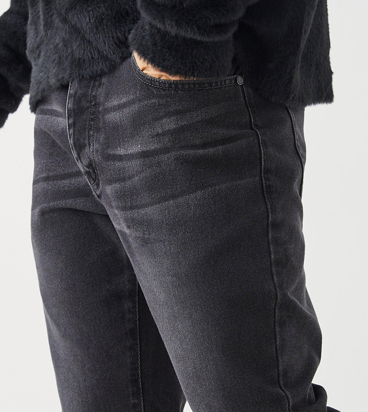 Faded Rigid Slim Flared Jeans