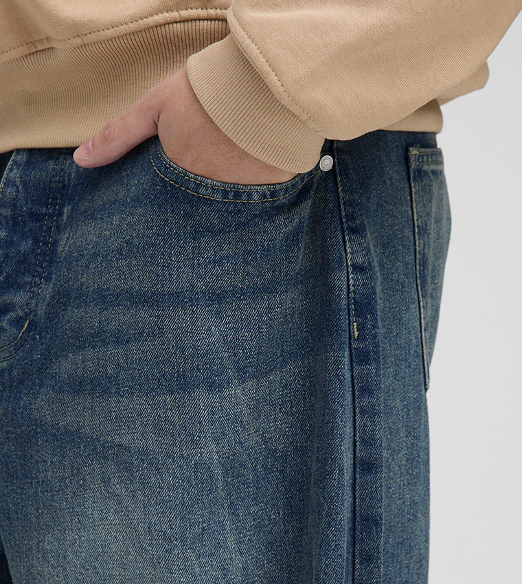 Faded Mid Rise Parachute Jeans