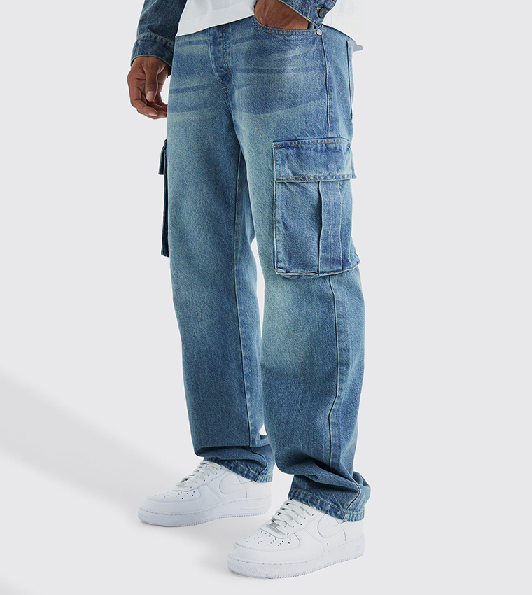 Relaxed Rigid Tinted Cargo Denim Jeans