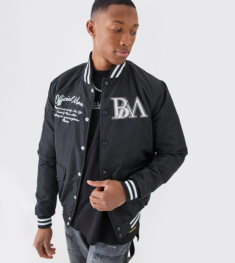 Nylon Varsity Jacket with Badges