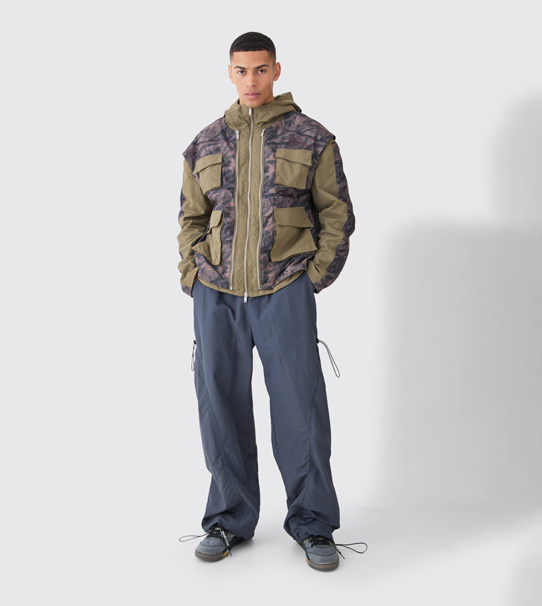 Buy Boohoo Washed Ripstop Nylon Camo Utility Jacket In Khaki 6thStreet Qatar