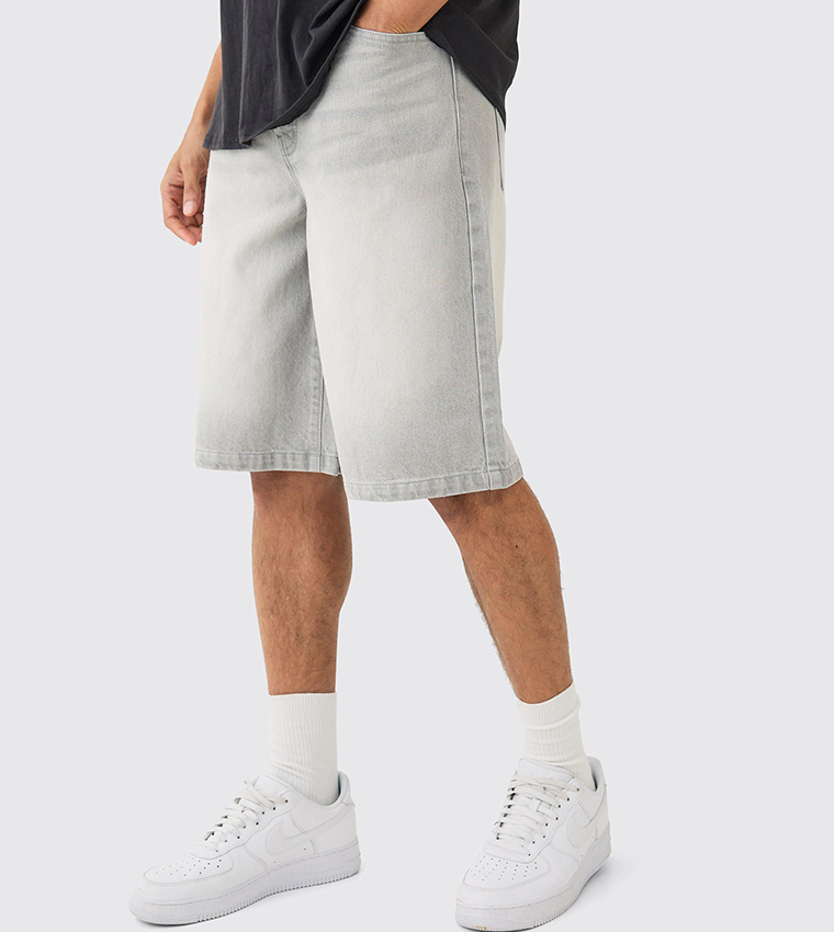 Faded Button Closure Denim Jorts