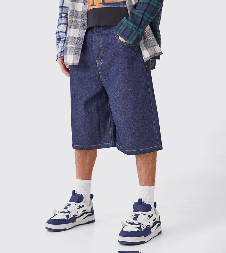 Buy BoohooMAN Washed Denim Shorts In Indigo 6thStreet UAE