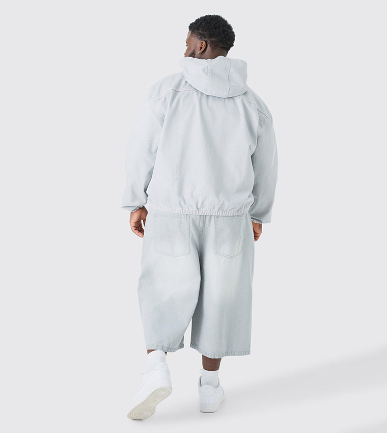 Plus & Tall Long Line Washed Denim Jorts
