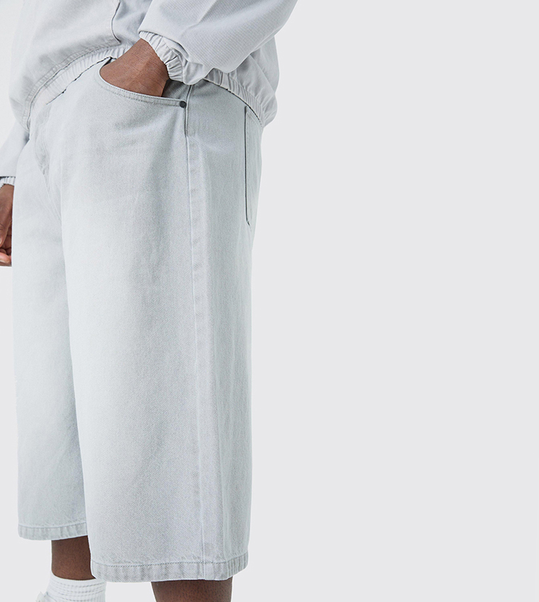 Plus & Tall Long Line Washed Denim Jorts